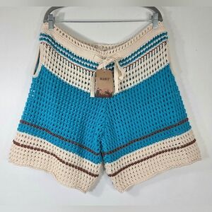 NEW MANLY BOHO CROCHET KNIT SHORTS.